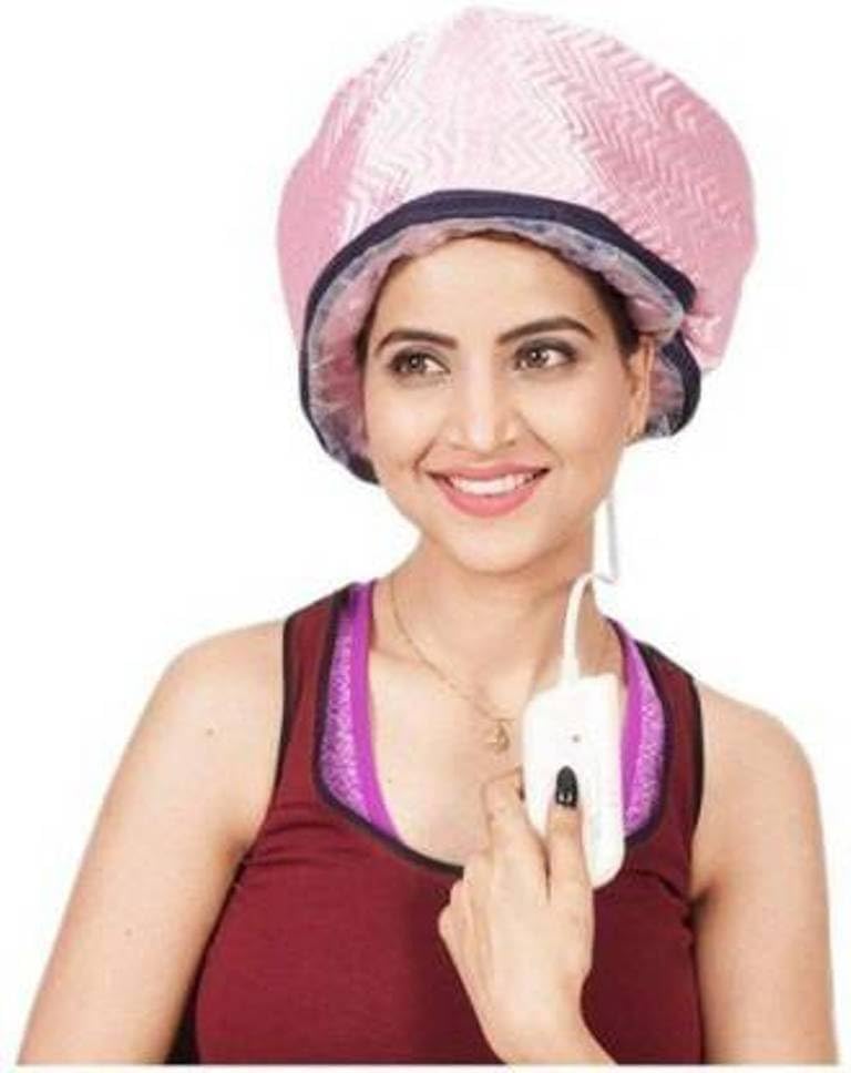 UCRAVO Hair Spa Cap for Deep Conditioning, Pink Thermal Steamer Head Cap for Hair Treatment at Home, Adjustable Heat Hair Mask Cap for Dry Damaged Hair, Frizz Repair & Hair Care Steaming