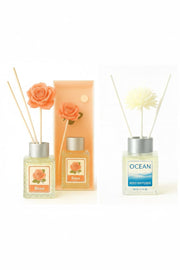 UCRAVO Rose & Ocean Reed Diffuser Combo for Home Fragrance Floral & Fresh Aroma Diffuser with Reed Sticks | Long Lasting Room Freshener for Bedroom, Living Room, Bathroom & Office Decorative Gift Set