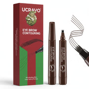 UCRAVO Brown Eyebrow Pen 4 Tip Microblading Brow Marker Waterproof Smudge Proof Long Wear Eyebrow Pencil Sweat Resistant Brow Tint Pen for Natural Soft Brows,Light to Medium Hair,Thin Sparse Eyebrows