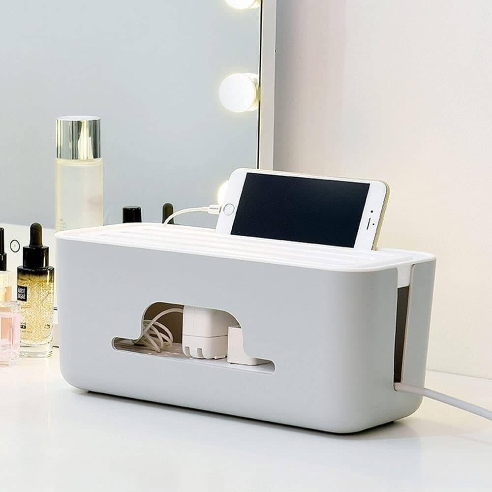 UCRAVO Cable Management Box with Mobile Stand - Power Strip, Cords, Wires | Surge Protector Hiding Cover Organizer for desk Management Box with Mobile Stand Hiding Cover Organizer for Home, Office