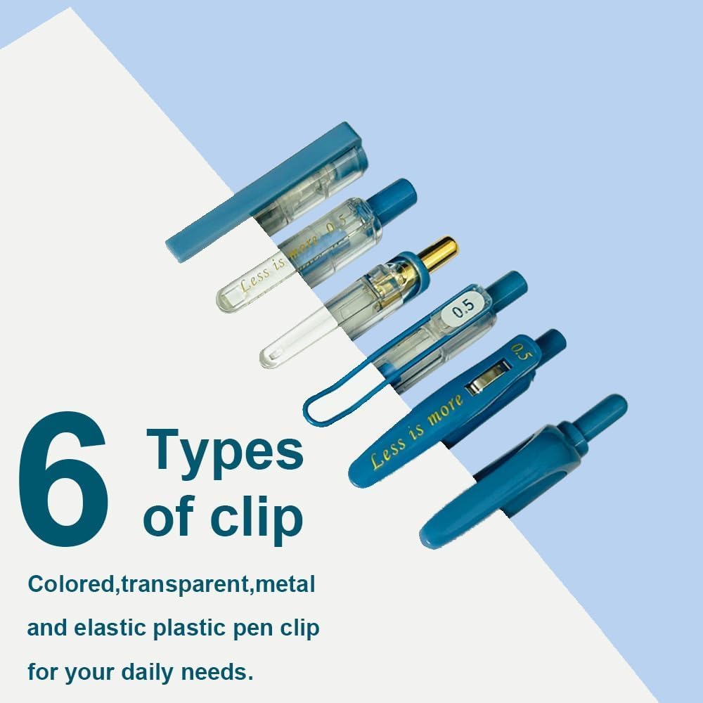 UCRAVO Pastel Gel Pens Highlighter Set, Aesthetic School Supplies 5PCS Retractable Blue Ink Pens with 1PCS Highlighter 5PCS Refills, 0.5mm Fine Points Pen for School Writing Planner Marker- BLUE