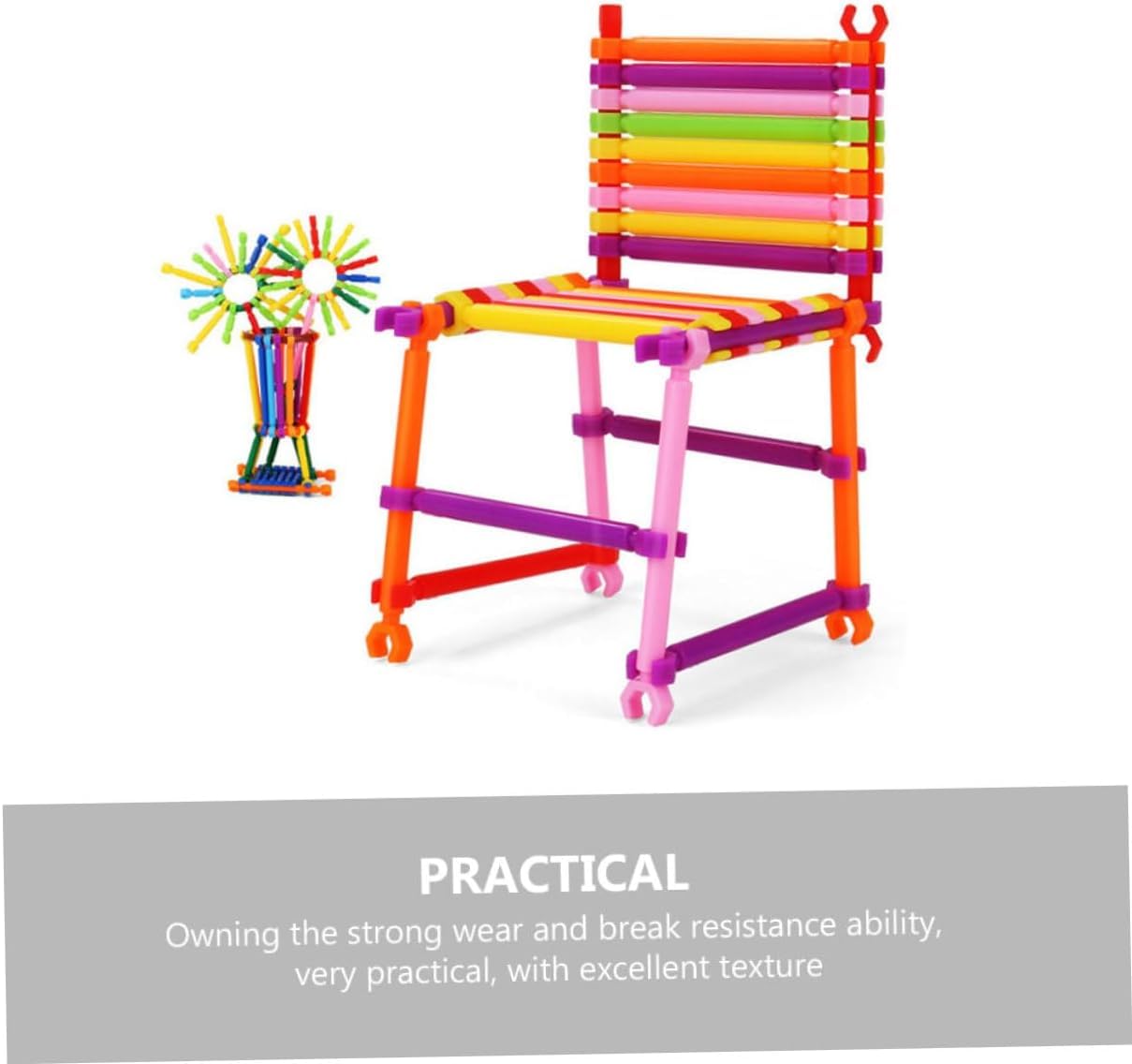 UCRAVO 100 pcs Building Sticks Connect Stick Blocks Creative Educational Toys Plastic Make Different Shapes by Children and Parents Toy Game Set for 3-8 Years Old Kids Boys & Girls-Multi Color