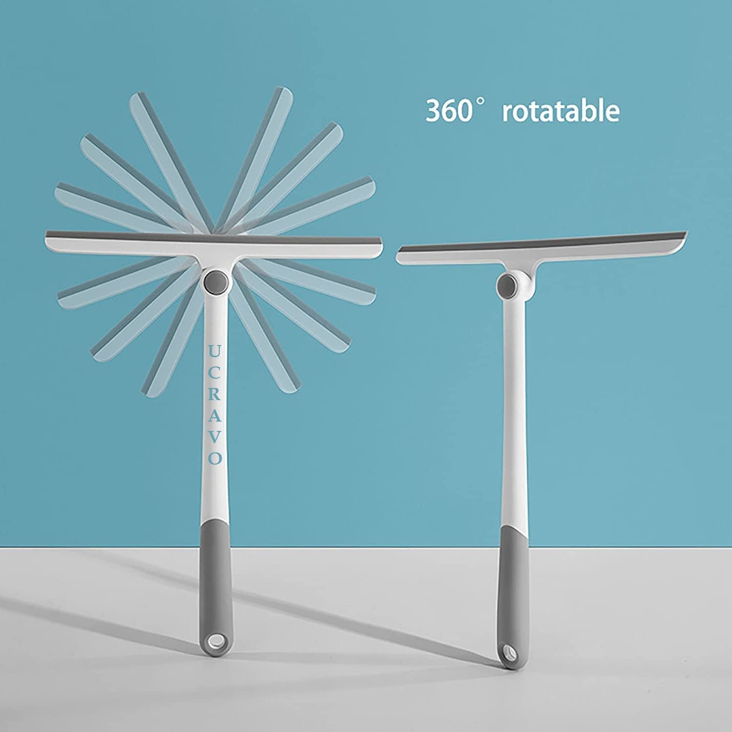 UCRAVO 360° Rotatable Cleaning Glass Wiper Window Cleaner, Silicone Squeegee for Bathroom, Windows, and Car Glass, Window Squeegee, Mirror Scraper Brush with Soft Rubber (Multicolor)