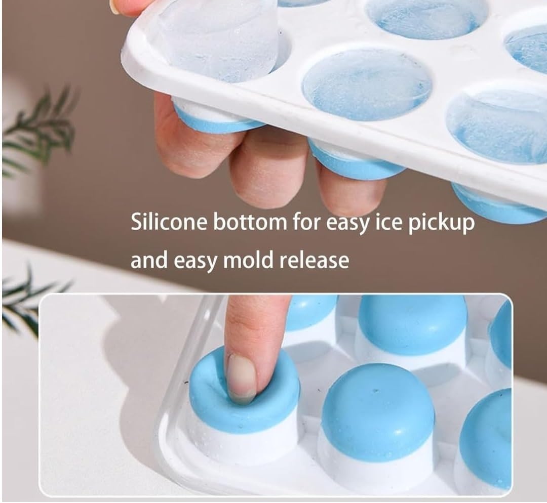 2 pcs 21 Cavity Pop Up Ice Cube Trays with Lid for Freezer with Easy Release Flexible Silicone Bottom, Stackable, Durable Food Grade, Dishwasher Safe for Freezer, Cocktail