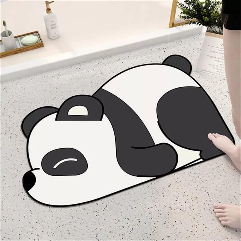 UCRAVO 1pcs Super Absorbent Floor Mat, Bath Mat Soft Carpet, Non Slip Cute Bath Mat, Panda Design, Water Absorbent Washable Quick Dry Bathroom Carpet Floor Doormat Dirt Barrier Cushion Mat(Size 40*60)