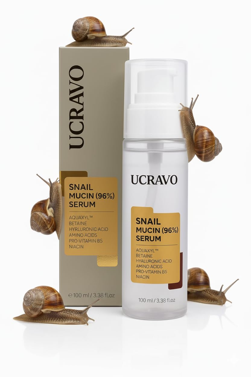 UCRAVO Snail Mucin Repairing Serum 100ml, Hydrating Serum for Face with Snail Secretion Filtrate for Dull Skin & Fine Lines, Korean Skin Care