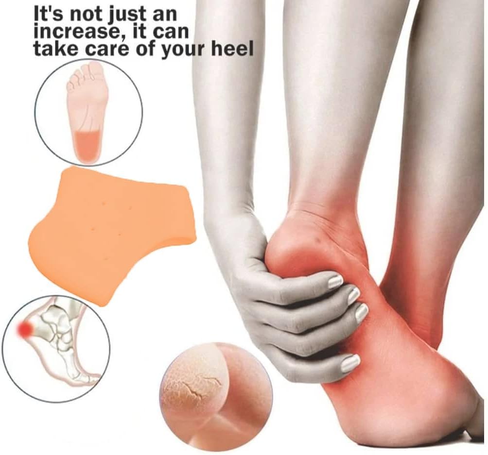 UCRAVO Silicone Heel Protectors, 1 Pair Gel Heel Cushions for Dry Cracked Heels, Plantar Fasciitis & Pain Relief, Breathable Reusable Moisturizing Heel Sleeves for Men & Women for Foot Care