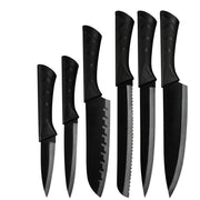 UCRAVO 6Pc Kitchen Knife Set with Covers,StainlessSteel Black Coated Knives, Professional Chef for Home Cooking, Vegetable, Fruit Prep, Ergonomic Handle,Rust Resistant Cutting Tools