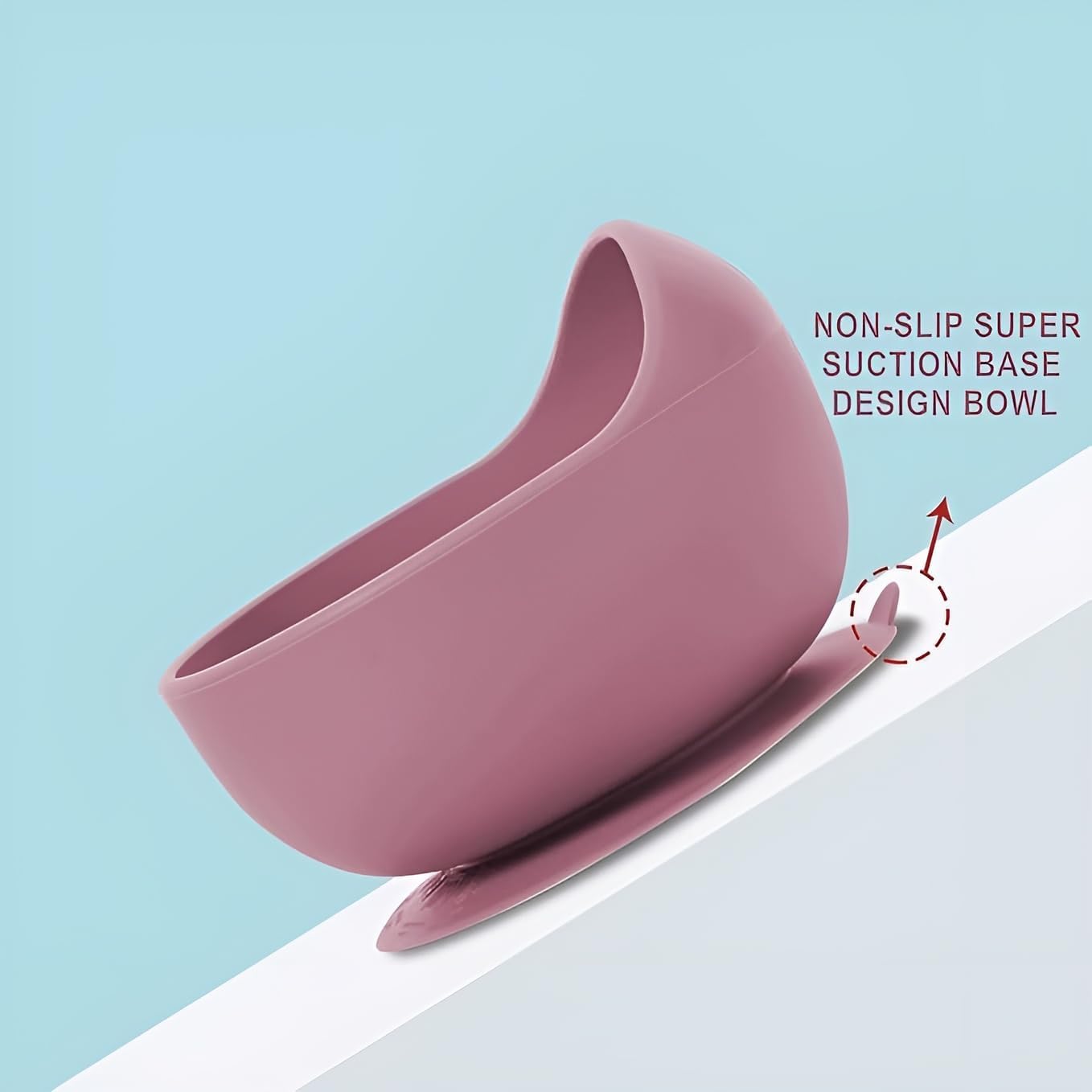 UCRAVO Pink Baby Feeding Bowl & Spoon Set | Silicone Suction Bowl for Baby Food | BPA Free Toddler Bowl | Anti-Spill Design Baby Led Weaning Self Feeding Set | Infant Silicone Bowl with Spoon