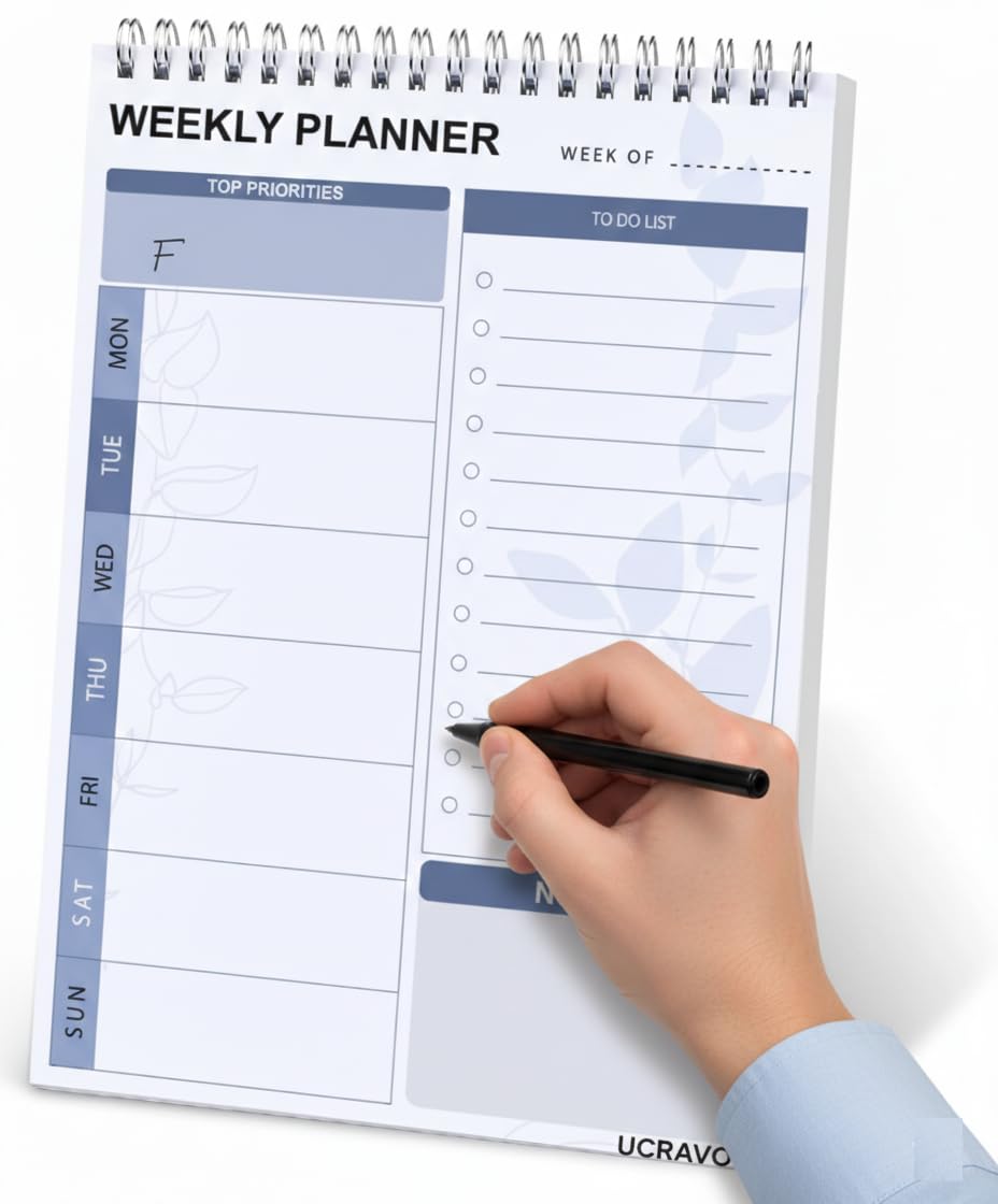 UCRAVO Weekly Planner Notepad Desk Pad with Monday to Sunday Schedule,Top Priorities Box,Weekly To Do List Checklist & Notes Section Undated Productivity Organizer Notebook for Office Desk Planning