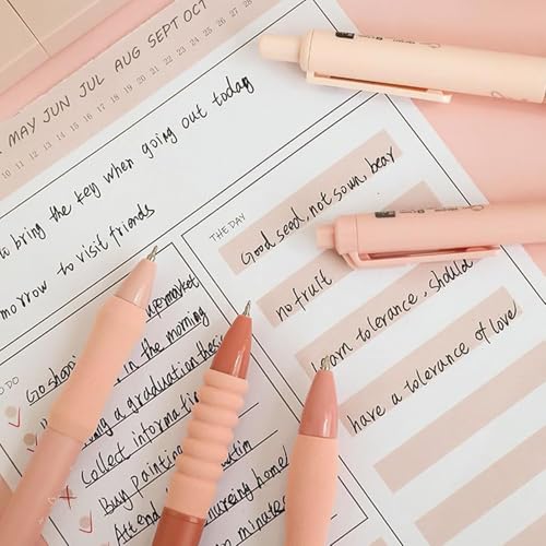 UCRAVO Green Tea 5 Pcs Gel Retractable Quick Dry Blue Ink 0.5mm Fine Point Aesthetic Stuff Ink Comfort Grip Smooth Writing Journaling Note Taking Pens Bulk Pens School Office Supplies Green