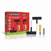 UCRAVO Tubeless Tyre Puncture Repair Kit Pack of 2 Car Bike Scooter Emergency Tire Repair Tool Set Heavy Duty T-Handle Reamer & Insertion Tool Rubber Repair Strips & Solution for Instant Air Leak Fix