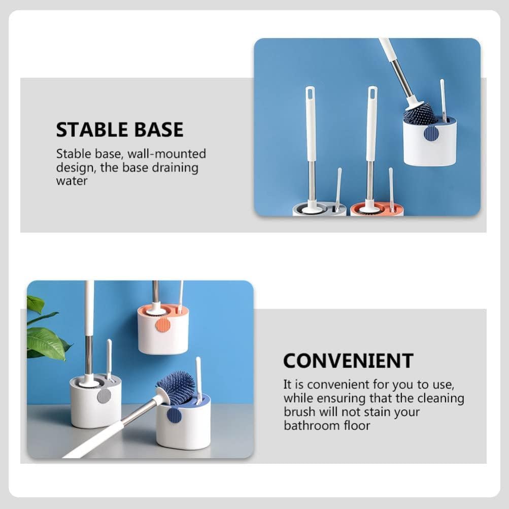 UCRAVO Toilet Cleaning Brush with Holder Stand Stainless Steel Handle & Tweezers, Wall Mounted Toilet Brush Cleaner with Caddy, Washroom Brush Cleaner, Durable Cleaner Brush for Bathroom Cleaning