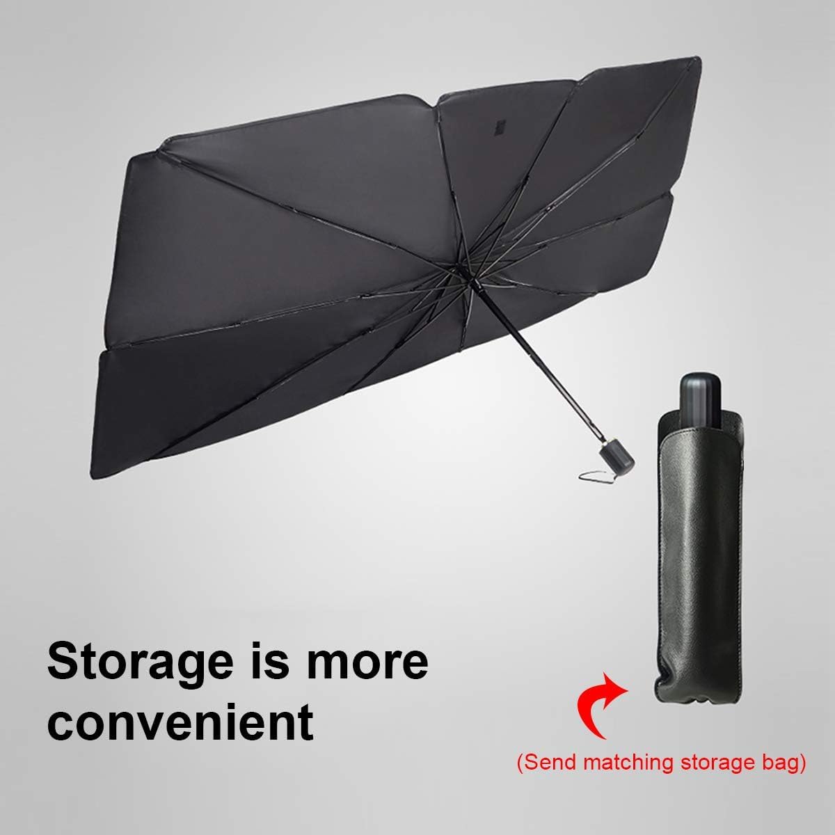 UCRAVO Car Windshield Sun Shade Umbrella, Foldable Windshield Sunshade Front Cover with UV Block, 360°Rotation Bendable Front Window Heat Insulation Protection for Auto Windshield Covers
