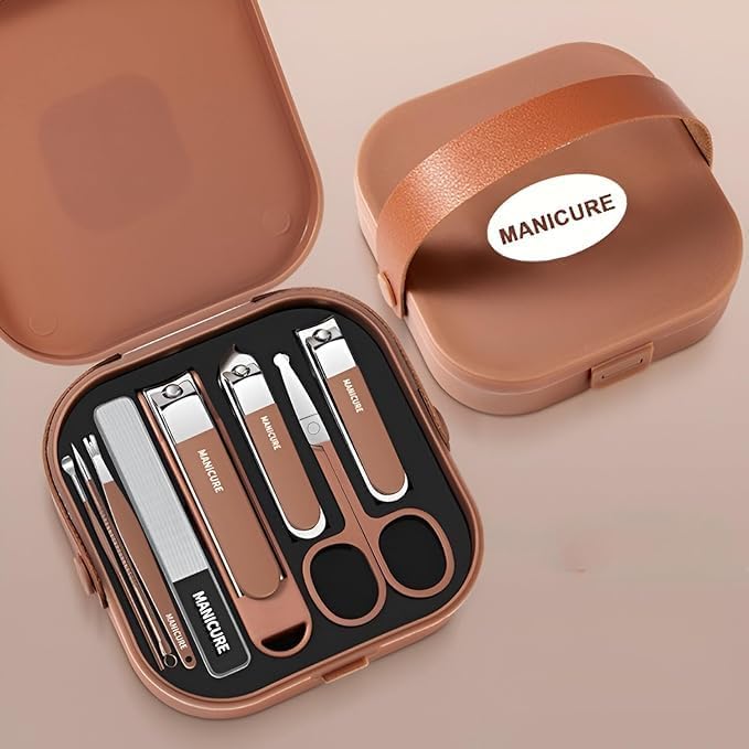 UCRAVO 8-in-1 Portable Nail Clipper Set,Professional Manicure Pedicure Kit for Men & Women,Nail Grooming Tools, File, Tweezers, Ear Pick, Rust-Resistant Durable Personal Care Kit for Home & Travel (Mullticolour)