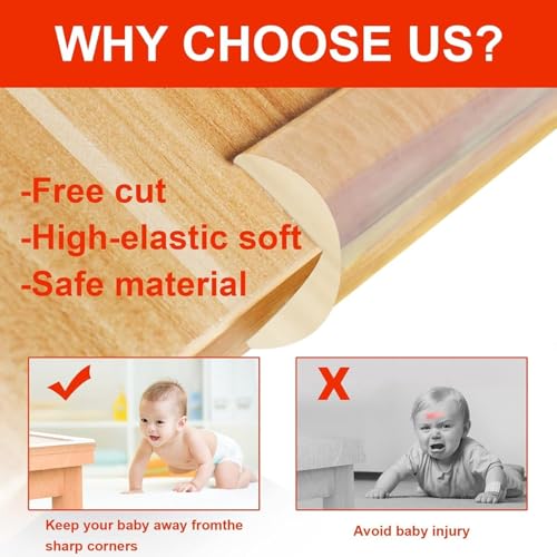 UCRAVO 8 pcs Brown Baby Safety Table Corner Protectors, Furniture Corner and Edge Safety Bumpers, Soft Rubber Foam Cushion Covers, 3M Taped Corner Guards, Baby Child Proofing Pads Rubber Corners