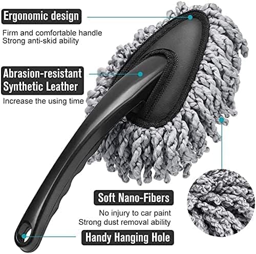 UCRAVO 2 PCS Microfiber Car Duster, Microfiber Car Duster Exterior Scratch Free, car Accessories, Washable Car Brush Duster Extendable Interior, Dust Cleaning Tool (Small+Big)