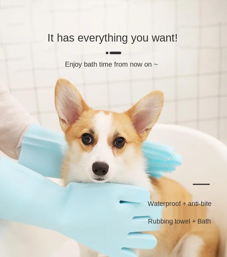 UCRAVO Magic Dishwashing Cleaning Sponge Scrubbing Gloves Food Grade Silicone Dishwashing, Carwash, Pet Bathing, Multi-Purpose Cleaning Gloves Pet Bath Massage Gloves, Anti-Bite Hand Guard