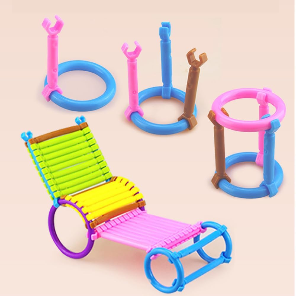 UCRAVO 100 pcs Building Sticks Connect Stick Blocks Creative Educational Toys Plastic Make Different Shapes by Children and Parents Toy Game Set for 3-8 Years Old Kids Boys & Girls-Multi Color