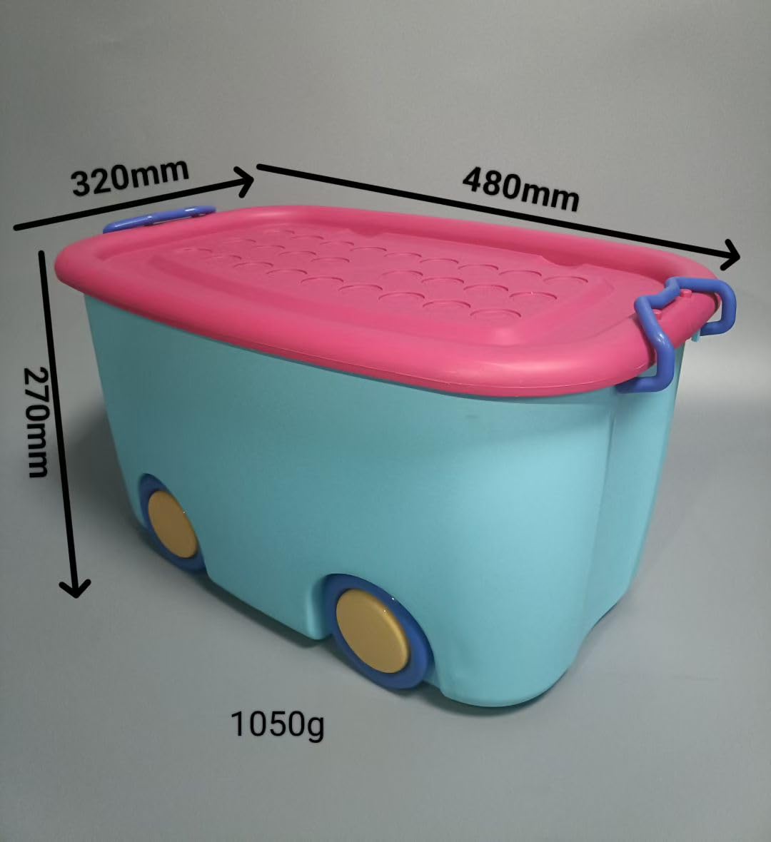 UCRAVO 45L Rolling Toy Storage Box with Wheels & Lid – Large Kids Storage Organizer, Stackable Plastic Storage Bin, Multi-Purpose Toy Container for Bedroom, Playroom & Home Organization