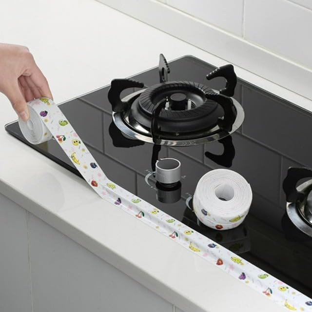 UCRAVO Waterproof Tape for Kitchen Sink – Multi-Print Oil-Proof Self Adhesive Caulk Tape for Bathroom, Platform, Corners & Gap Sealing Mildew Resistant Sealing Strip for Kitchen & Home (Multi Print)