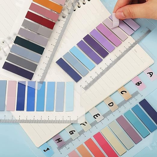 UCRAVO Sticky Tabs Transparent Sticky Notes Writable and Multifunctional Tabs with Ruler Reminder Tabs for Page Markers or Book Reading Notes Sorting Files,Self-Stick Notes (2)