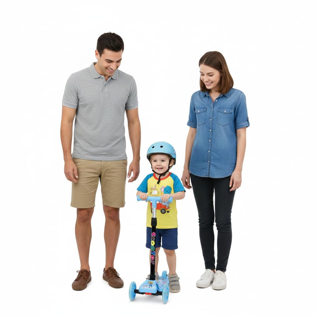 UCRAVO Kids 3 Wheel Scooter for Boys & Girls Adjustable Height Kick Scooter for Toddlers & Kids Lean to Steer Baby Scooter with LED Wheels Anti-Slip Deck Indoor Outdoor Ride-On Toy for Age 2–6 Years