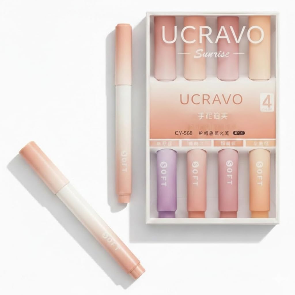 UCRAVO Orange Fluorescent Highlighter Marker Pens for Exam Preparation & Office Work | Bright Chisel Tip Highlight Pen with Fast Dry Ink |Coding Marker for Books, Files, Notes & Stationery Supplies