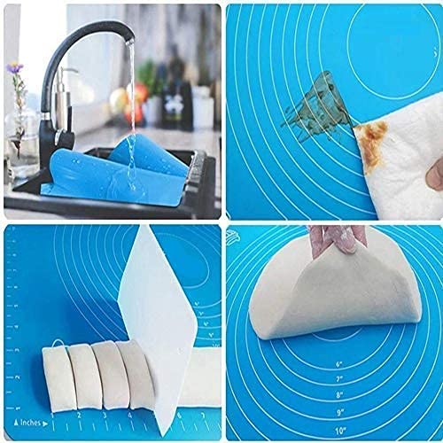 UCRAVO Silicon Dough Mat, Cooking Kneading, Non-Stick Fondant, Reusable Stretchable for Kitchen Mat (Random Colour, 50cm x 40cm)
