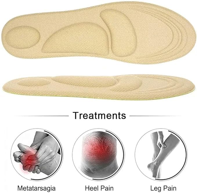 UCRAVO Beige Orthopedic Shoe Insoles for Men & Women Shock Absorbing Arch Support Inserts for Plantar Fasciitis,Flat Feet, Heel Pain & Foot Pain Relief | Breathable Cushioned Everyday Comfort Insoles