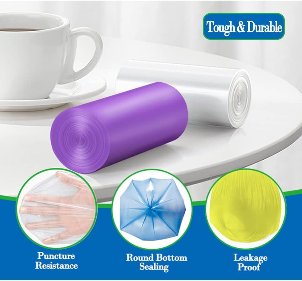 UCRAVO Portable Garbage Bags for Kitchen Dustbin 43x60 cm Disposable Trash Bags with Handles Thick, Leakproof, Biodegradable Polybin Bags for Home,Office,Car,Bathroom,Wet & Dry Waste Multicolor Rolls