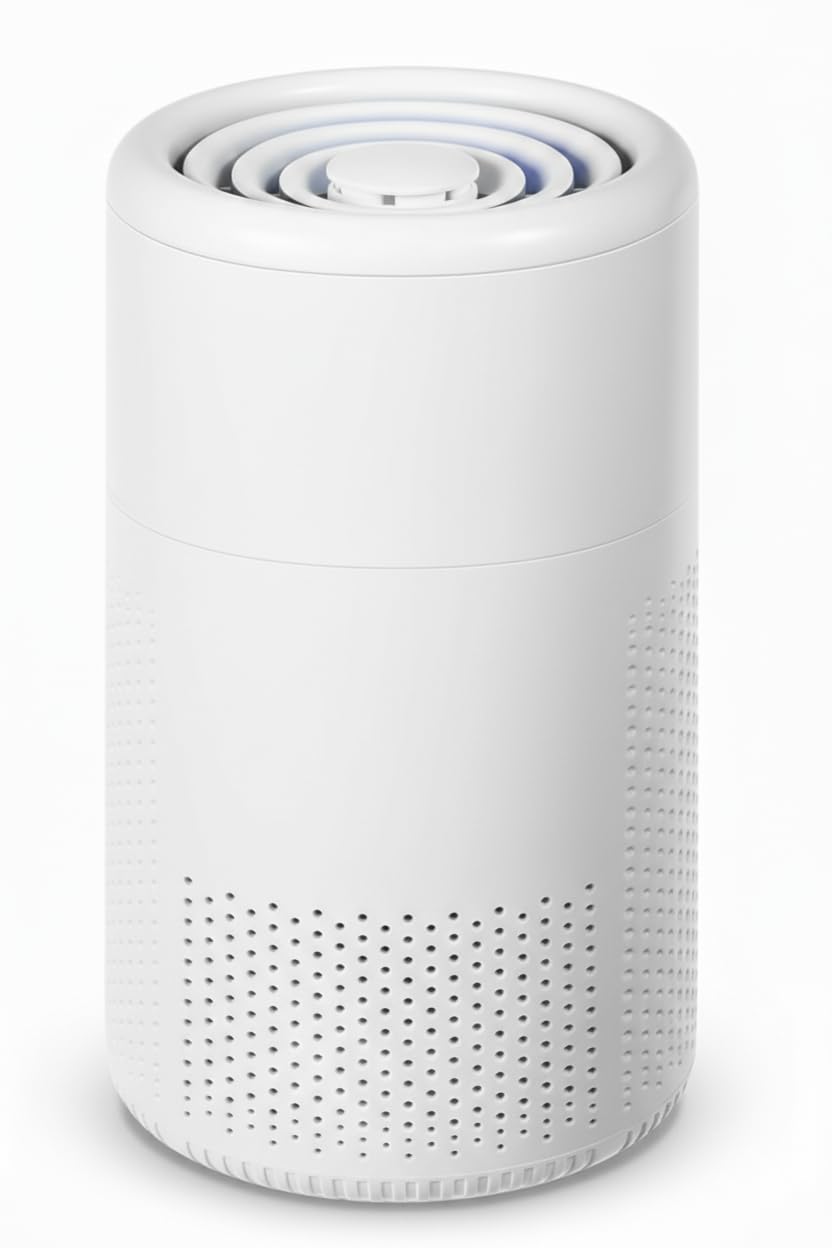 UCRAVO Air Purifier for Bedroom,Portable Desktop HEPA Air Filter with Activated Carbon & Aromatherapy,USB Powered Small Space Cleaner for Office, Home,Pet Dander, Dust & Odors Model EJ-JHQ01 (White)
