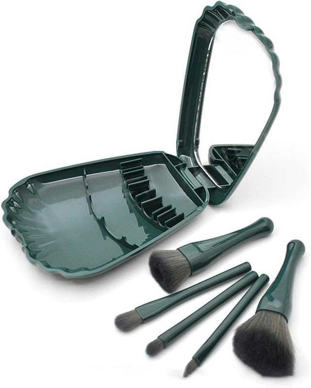 UCRAVO Makeup Brushes 5Pcs Mini Travel Set – Foundation Brush, Eyeshadow Brush, Powder & Blending Brushes, Compact Professional Makeup Brush Kit for Travel, Purse & Everyday Use