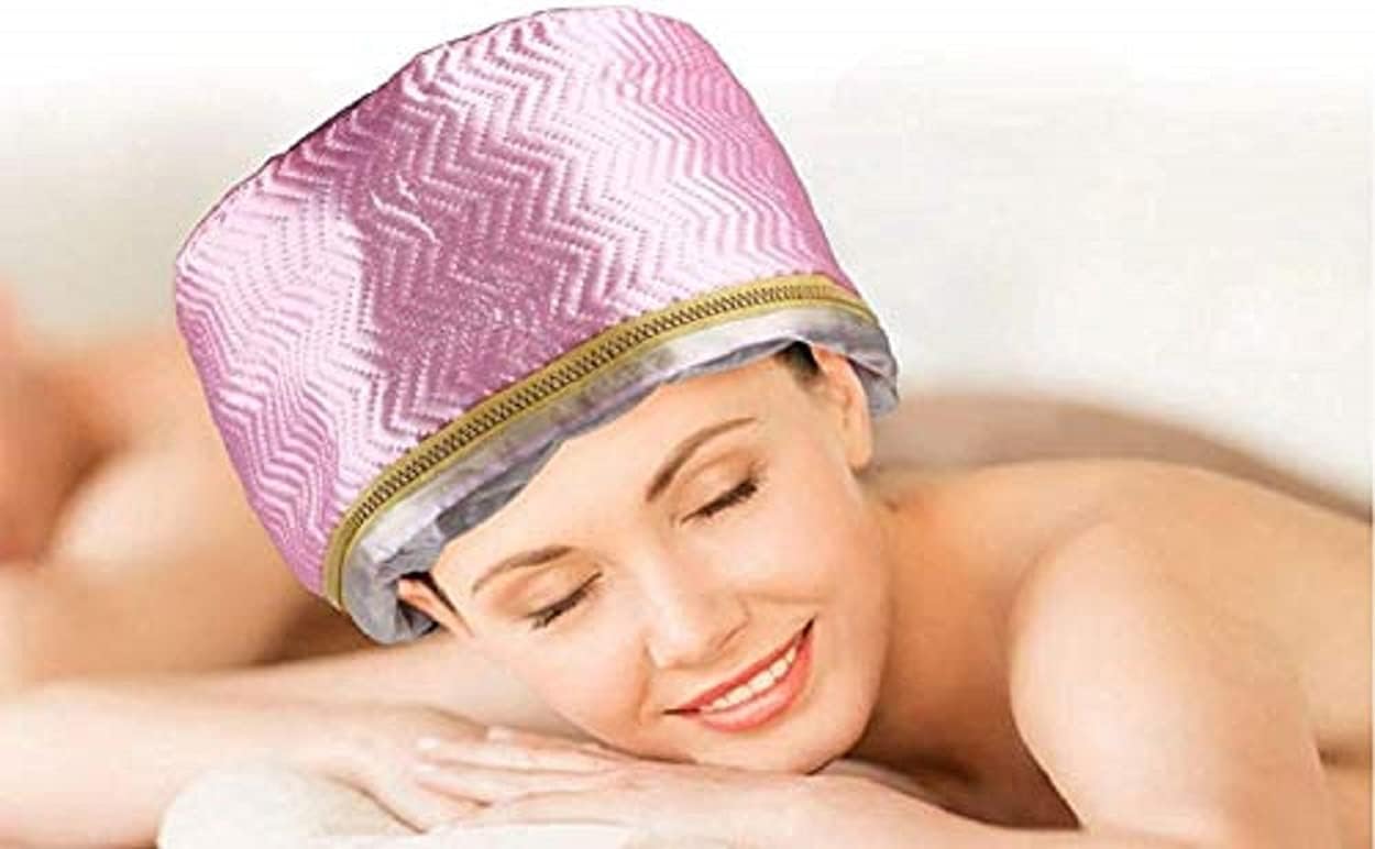UCRAVO Hair Spa Cap for Deep Conditioning, Pink Thermal Steamer Head Cap for Hair Treatment at Home, Adjustable Heat Hair Mask Cap for Dry Damaged Hair, Frizz Repair & Hair Care Steaming