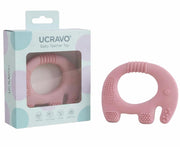 UCRAVO Pink Elephant Silicone Baby Teether for Babies 3+ Months BPA Free Food Grade Silicone Teething Toy | Soft Chewable Elephant Teether | New Born,Toddler Infant Gum Relief & Sensory Teething Toy