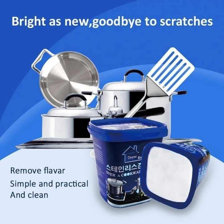 UCRAVO Multipurpose Quickly Cleaner & Polish Remover Paste Stainless Steel Oven, Cookware & Kitchen Surface Cleaner Heavy Duty Grease,Stain,Rust & Tarnish Remover Pots,Pans, Sinks Appliances & Metal