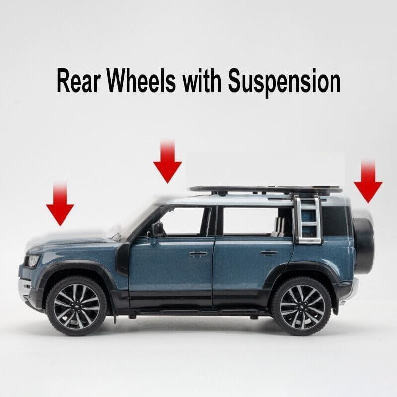 UCRAVO 1:32 Scale Range Rover Defender Alloy Metal Die Cast Car | Pull Back Toy Vehicle with Light & Music Openable Doors Premium Miniature Model Car Collectible Metal Toy Gift for Children & Adults
