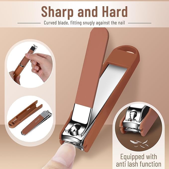 UCRAVO 8-in-1 Portable Nail Clipper Set,Professional Manicure Pedicure Kit for Men & Women,Nail Grooming Tools, File, Tweezers, Ear Pick, Rust-Resistant Durable Personal Care Kit for Home & Travel