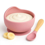 UCRAVO Pink Baby Feeding Bowl & Spoon Set | Silicone Suction Bowl for Baby Food | BPA Free Toddler Bowl | Anti-Spill Design Baby Led Weaning Self Feeding Set | Infant Silicone Bowl with Spoon