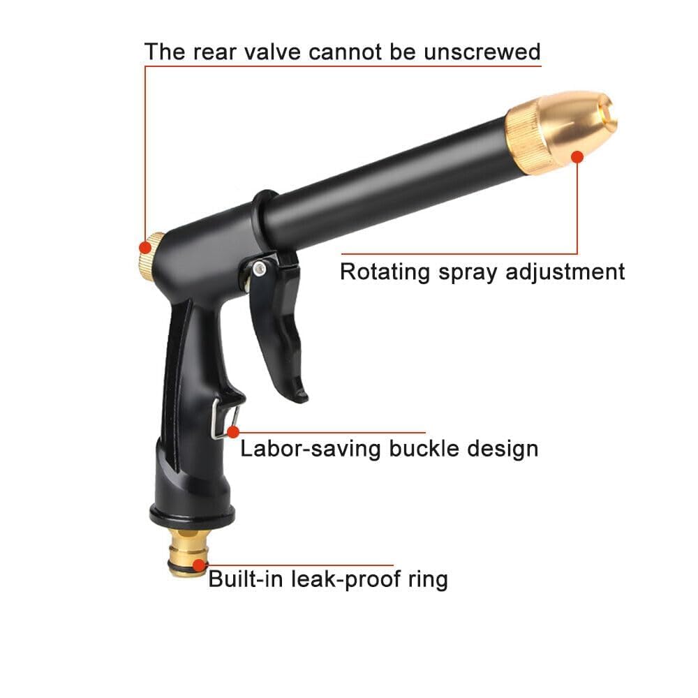 UCRAVO Metal, Rubber 1 Pc Mini Washer Gun Nozzle, Black, High Pressure Car Wash Trigger Nozzle, Multi-Pattern Spray Gun for Cleaning, Gardening, and More