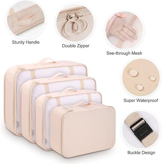 Ucravo Packing Cubes for Suitcases,7 Pcs Travel Luggage Organiser Bags,waterproof Packing Cubes for Backpack Suitcase,travel Essentials Bag Compression Storage Bags,travelling Accessories(grey)