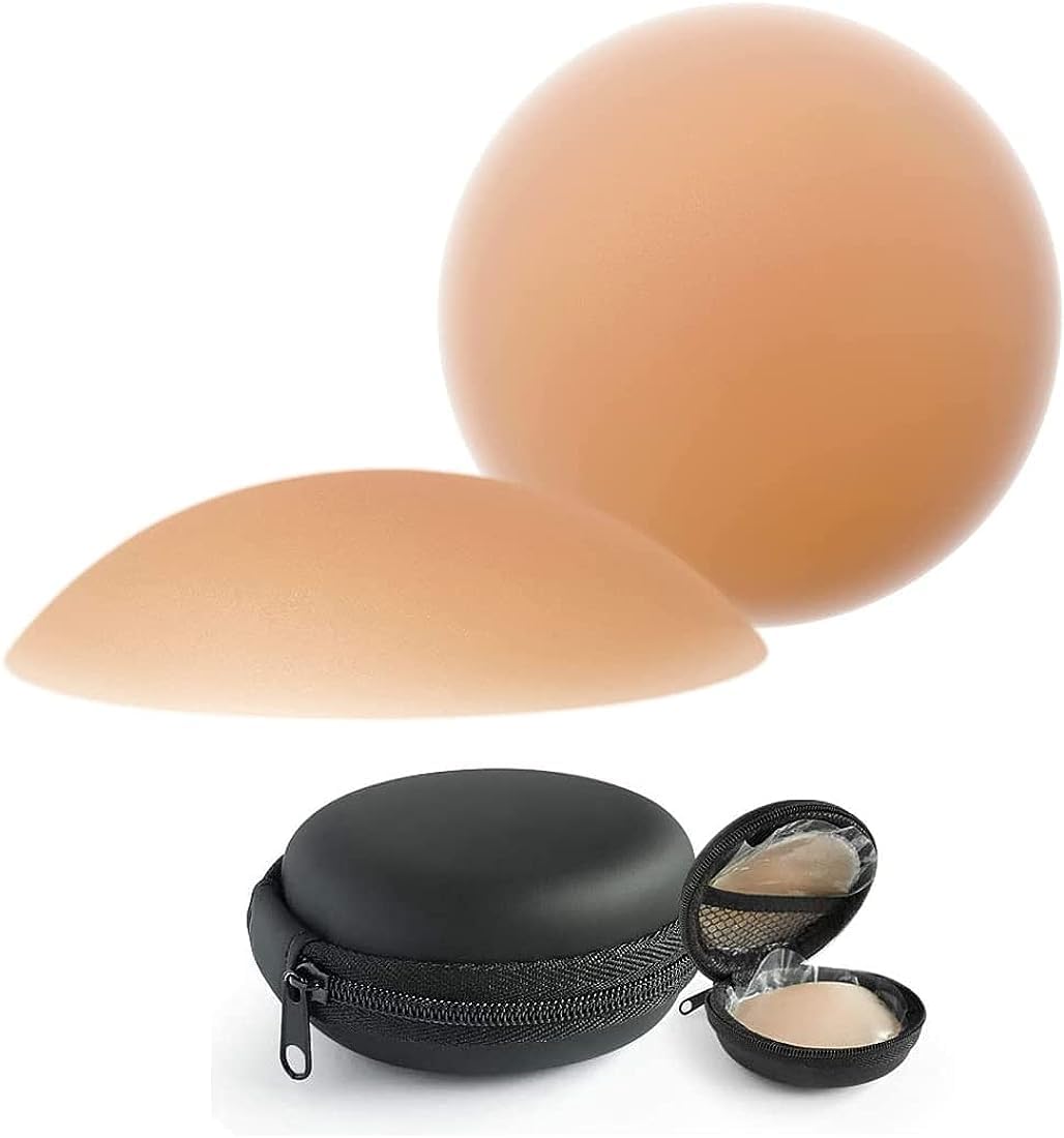 UCRAVO 2Pair Silicone Nipple Covers Reusable, Skin Adhesive Bra Nipple Cover Breathable Breast Petal with Nipple Pasty Set Sticky Breast Petals Nude Nipple Cover Sticky Bra for Women