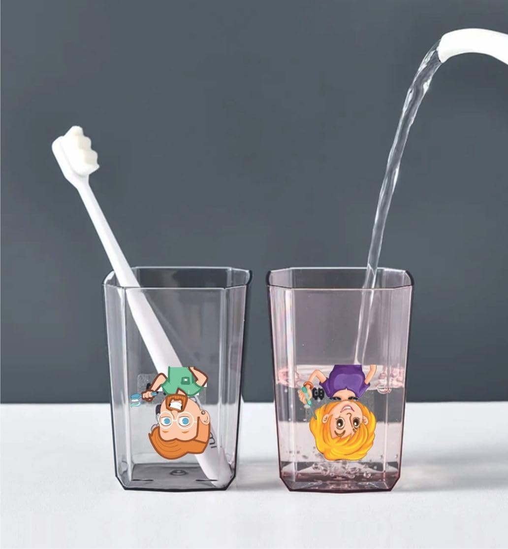 UCRAVO Toothbrush Holder | Toothpaste Bathroom Organizer Plastic Holders for Wall Mounted Toothbrushes Shelf Storage Toothpaste Colorful Cute Cartoon Stickers Self Adhesive Toothbrush Cup Brush