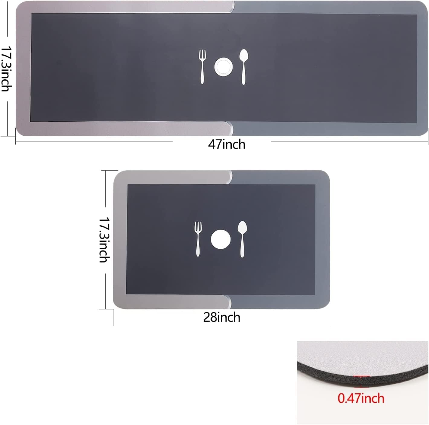 UCRAVO Kitchen Rugs and Mats Set of 2, Anti Fatigue Cushioned Non Slip Kitchen Floor Mats, Comfort and Support Standing Waterproof Kitchen Carpets, Laundry, Office, Home Decor