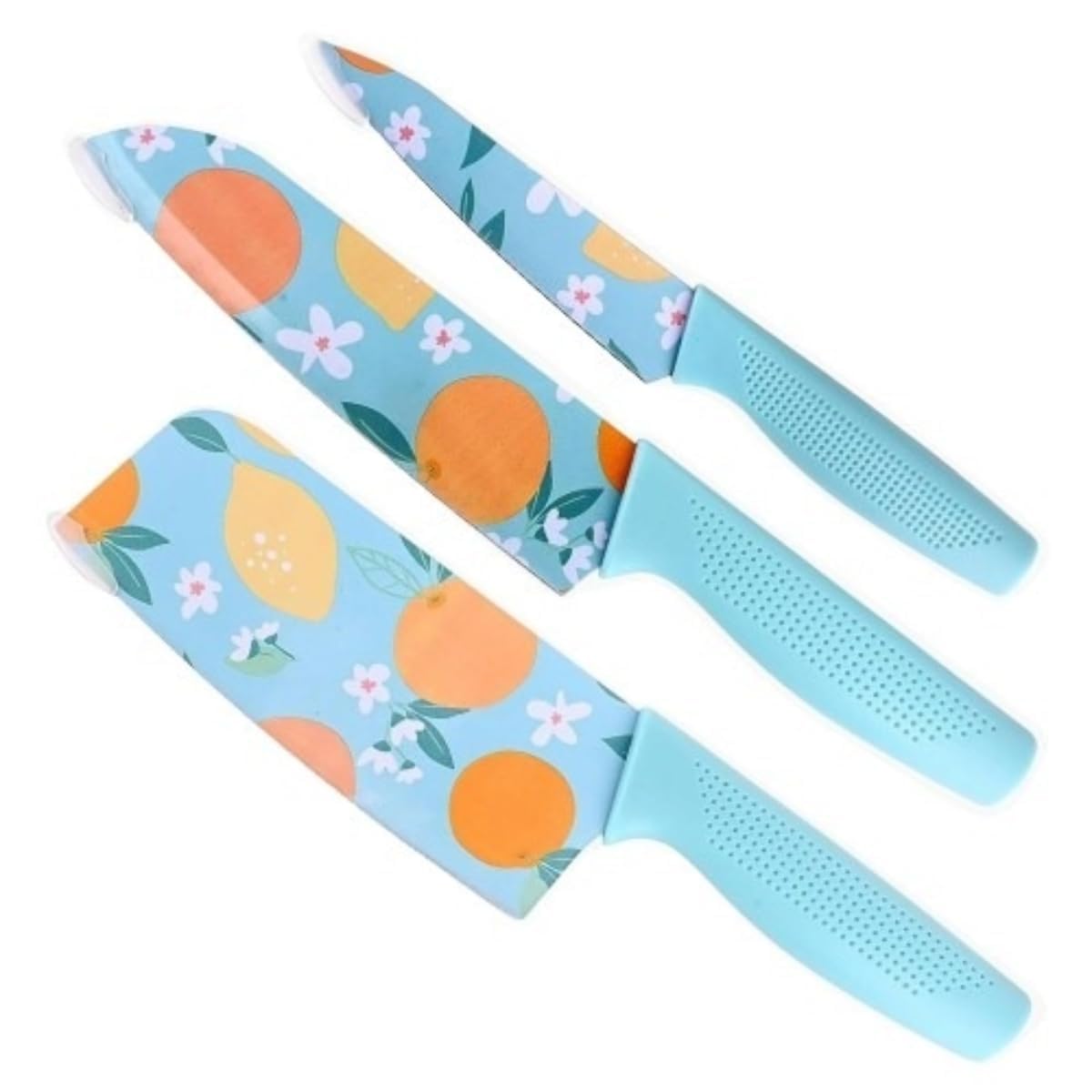 UCRAVO 3 Pcs Green Professional Kitchen Knife Set, Colorful Stainless Steel Chef Utility, Paring Knife, Razor Sharp Multipurpose Knives for Cutting Vegetables, Fruits, Bread with Non Slip Handle