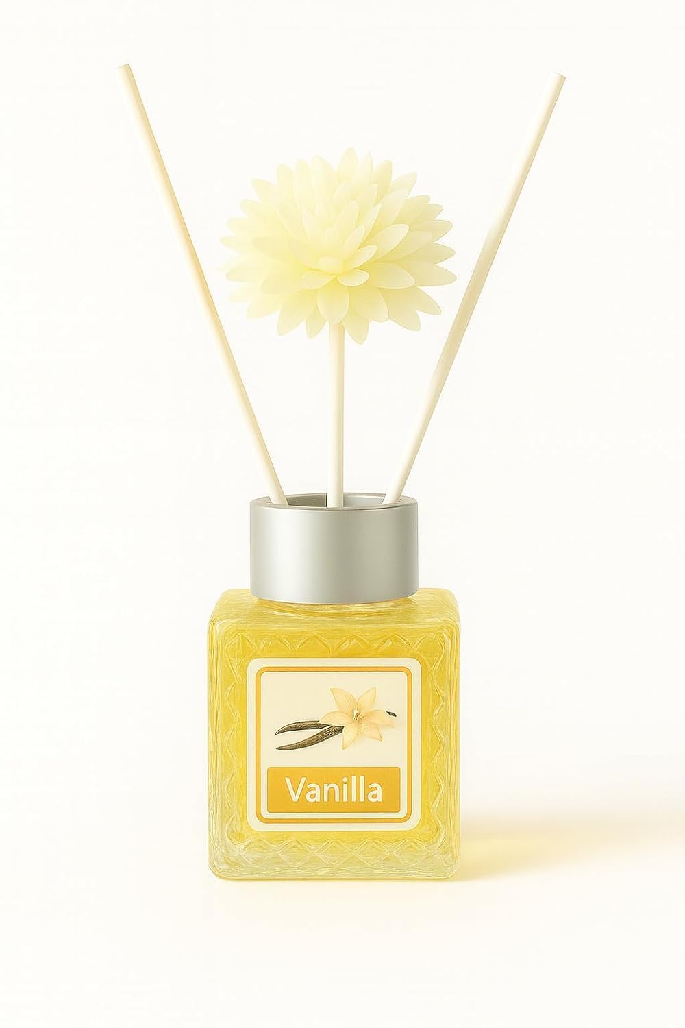 UCRAVO 50ML Vanilla Reed Diffuser for Home | Long Lasting Vanilla Aroma Diffuser Oil | Floral Home Fragrance Reed Diffuser | Vanilla Scented Room Freshener | Aromatherapy Diffuser Set (1 Pc)