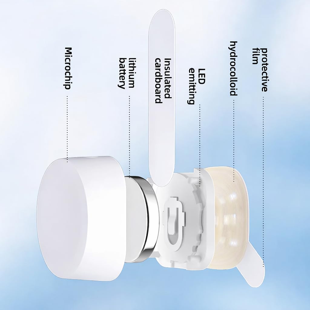 UCRAVO LED Acne Treatment Patch for Pimples & Breakouts | Acne Bye LED Therapy Patch with Blue Light Technology | Reusable Acne Spot Corrector for Face | Fast Pimple Reduction Device | 6 Pcs Pack