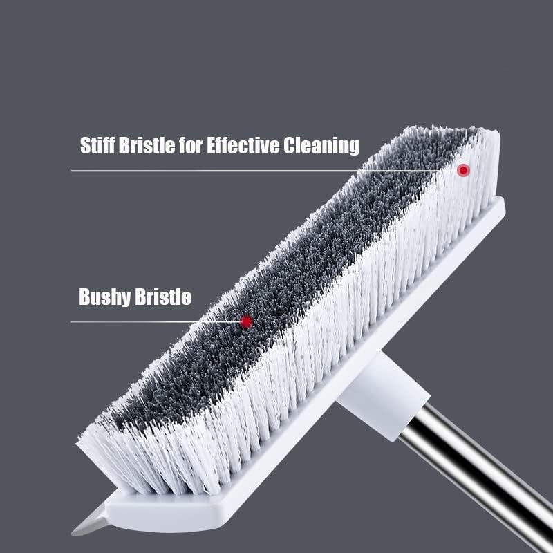 UCRAVO 1pc, Floor Scrub Brush with Long Handle, 2 in 1 Scrape and Brush, Tub and Tile for Cleaning Bathroom, Patio, Kitchen, Wall,Supplies, Bathroom Cleaning with Wiper