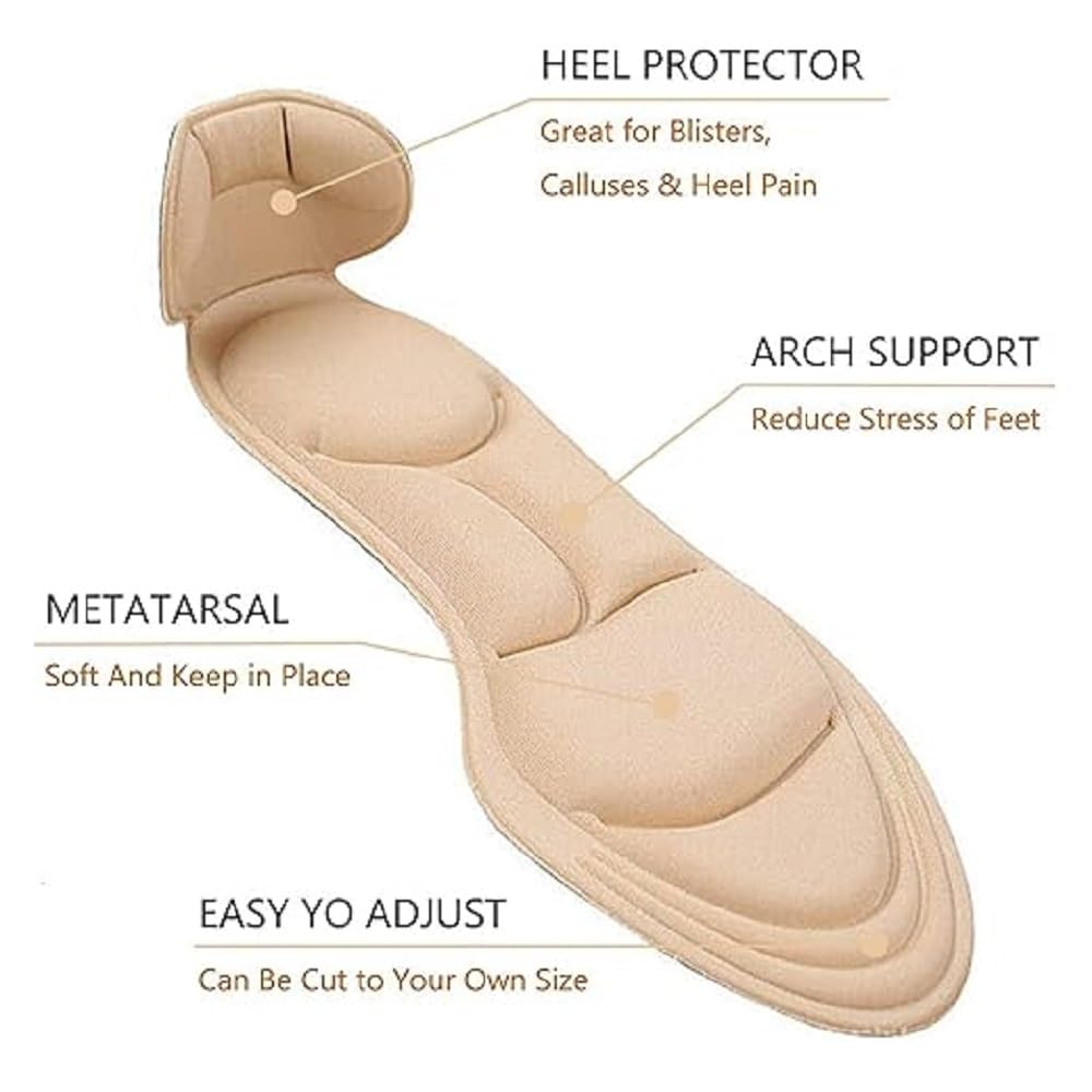 UCRAVO Heel Cushion Inserts for Women | Soft Sponge Heel Pads for Heels, Pumps, Sandals, Flats & Shoes |Shock Absorbing Heel Pain Relief Inserts for Foot Pain, Burning Sensation, Long Standing 1 Pair
