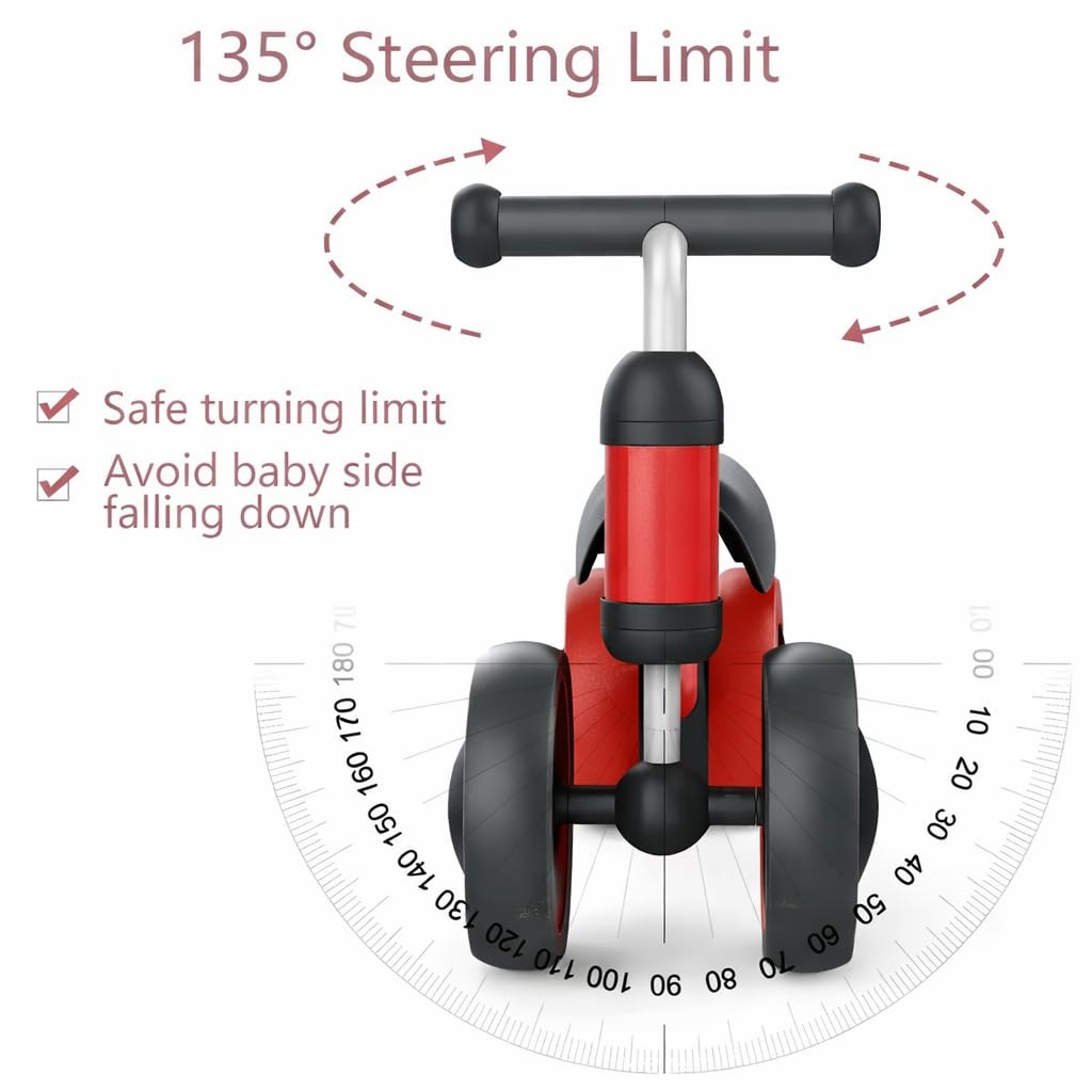 UCRAVO Baby Balance Bike for 1-2 Year Old Toddlers 4 Wheel Stable Ride-On Toy for Boys & Girls Indoor Outdoor ToddlerFirst Bike Lightweight Safe Training Bicycle with Comfortable Seat & Easy Steering